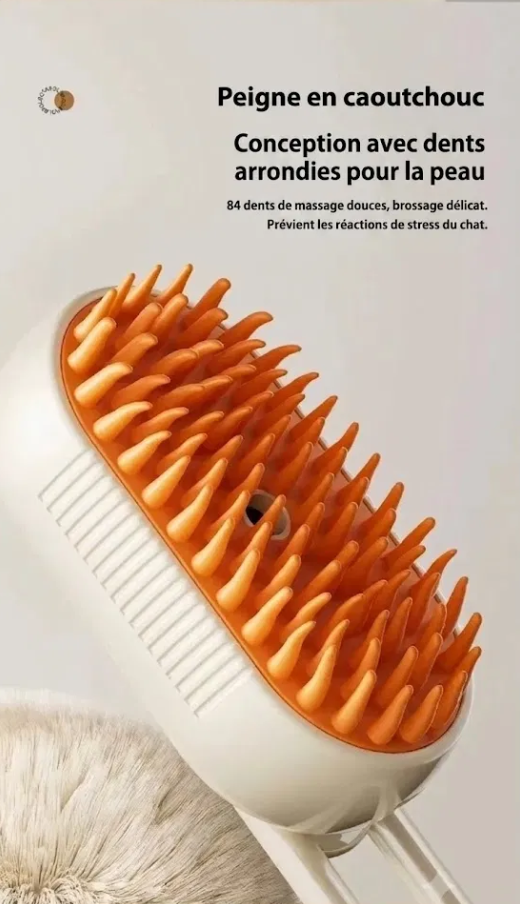 Brosse chat vapeur FluffMaster - peigne en caoutchouc 84 dents